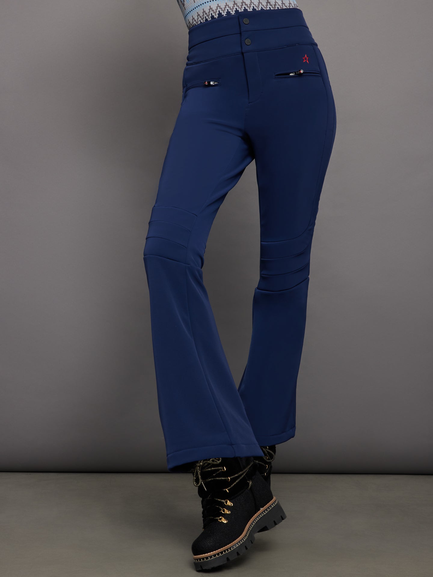 PERF-W3000024-BLUEBLUDRK-AURORA-HIGH-WAIST-FLARE-PANT-color-NAVY_0081 Aurora High Waist Flare Pant - Navy - Image 1