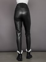 Aurora Skinny Race Pant w Stirrup - Black Faux Leather - Image 5