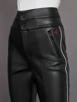 Aurora Skinny Race Pant w Stirrup - Black Faux Leather - Image 6