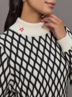 Carving Merino Wool Sweater - Black/Snow White - Image 4