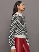 Carving Merino Wool Sweater - Black/Snow White - Image 5