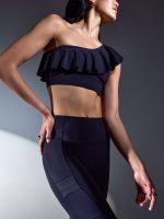 Ruffle One Shoulder Bra in Diamond Compression - Black - Image 4