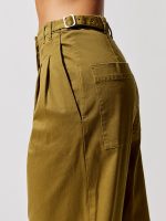 Cotton Twill Wide Leg Pants - Olive - Image 6