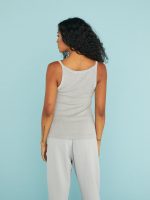 Annie Recycled Cotton Rib Tank - Pebble Grey - Image 3