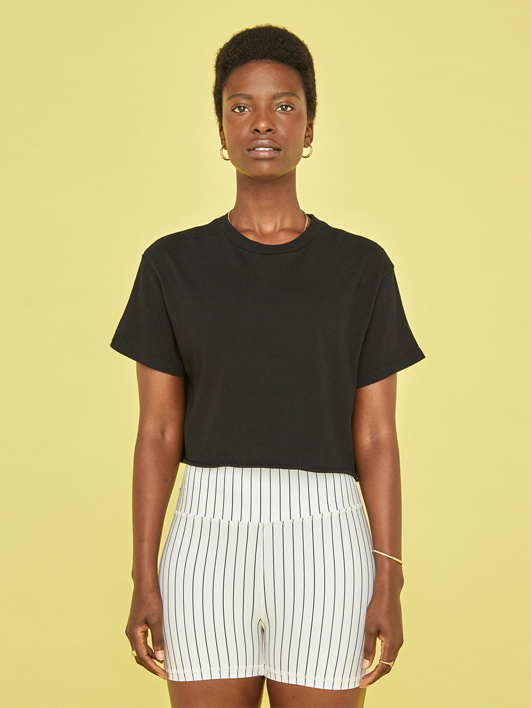 PWTE-T99-COURTNEY-BLK-22SM-CourtneyCropTee-color-BLACK_8690_4b86f6f4-e1fb-4b51-9db2-2a94a63bc470 Courtney Crop Tee - Black - Image 1