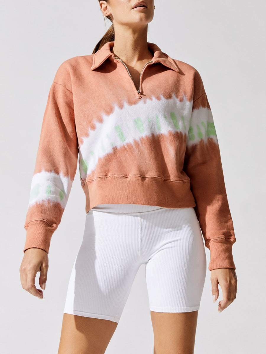 REDO-0215W7HZ-TIEORA-70s-half-zip-Color-CLAY-DIAGONAL-DYE_95b44dc1-0bc6-4d28-8ea0-3a06ef541af9 70s Half Zip Pullover - Clay Diagonal Dye - Image 1