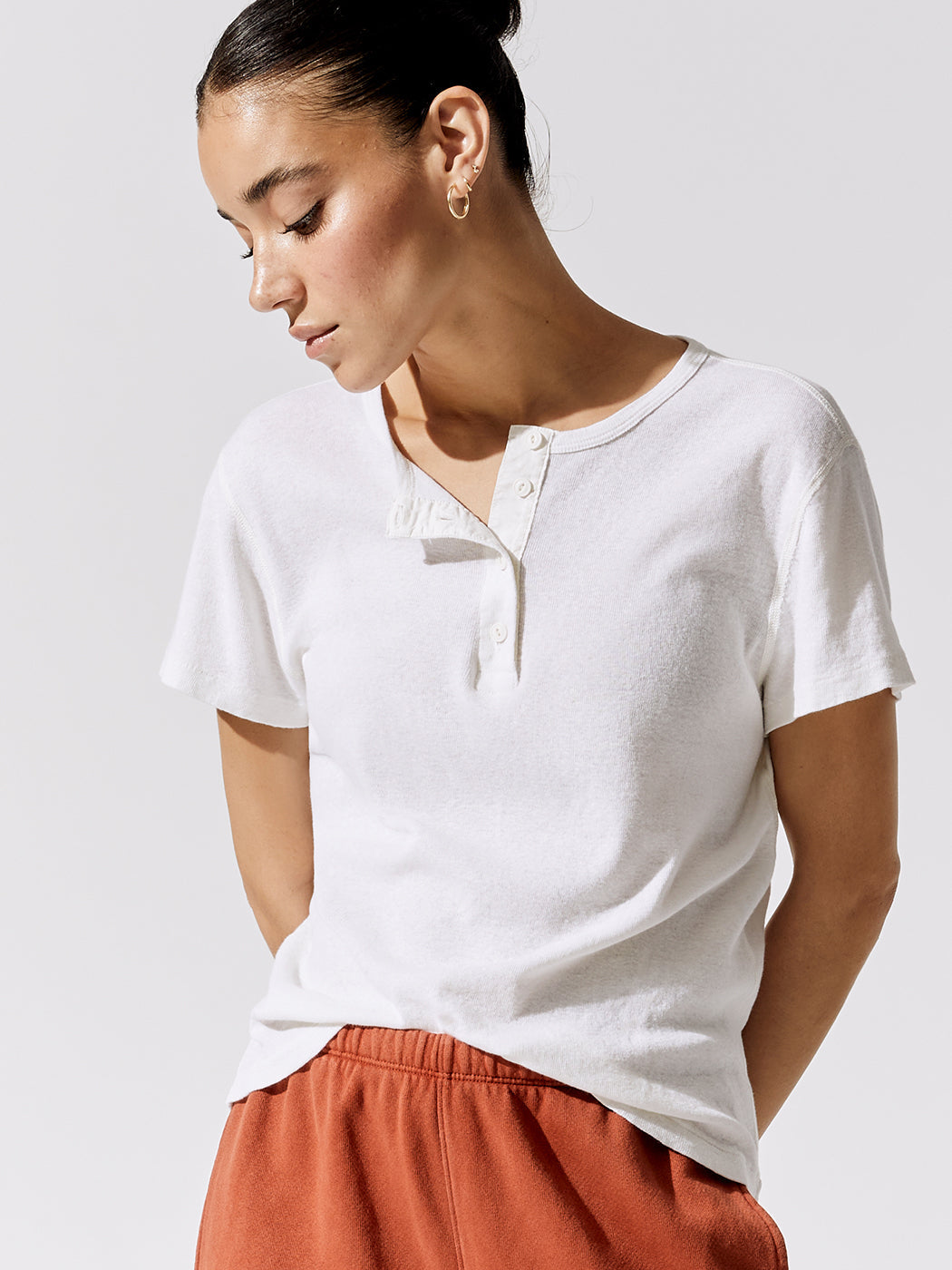 60s Short Sleeve Henley - Vintage White - Image 1