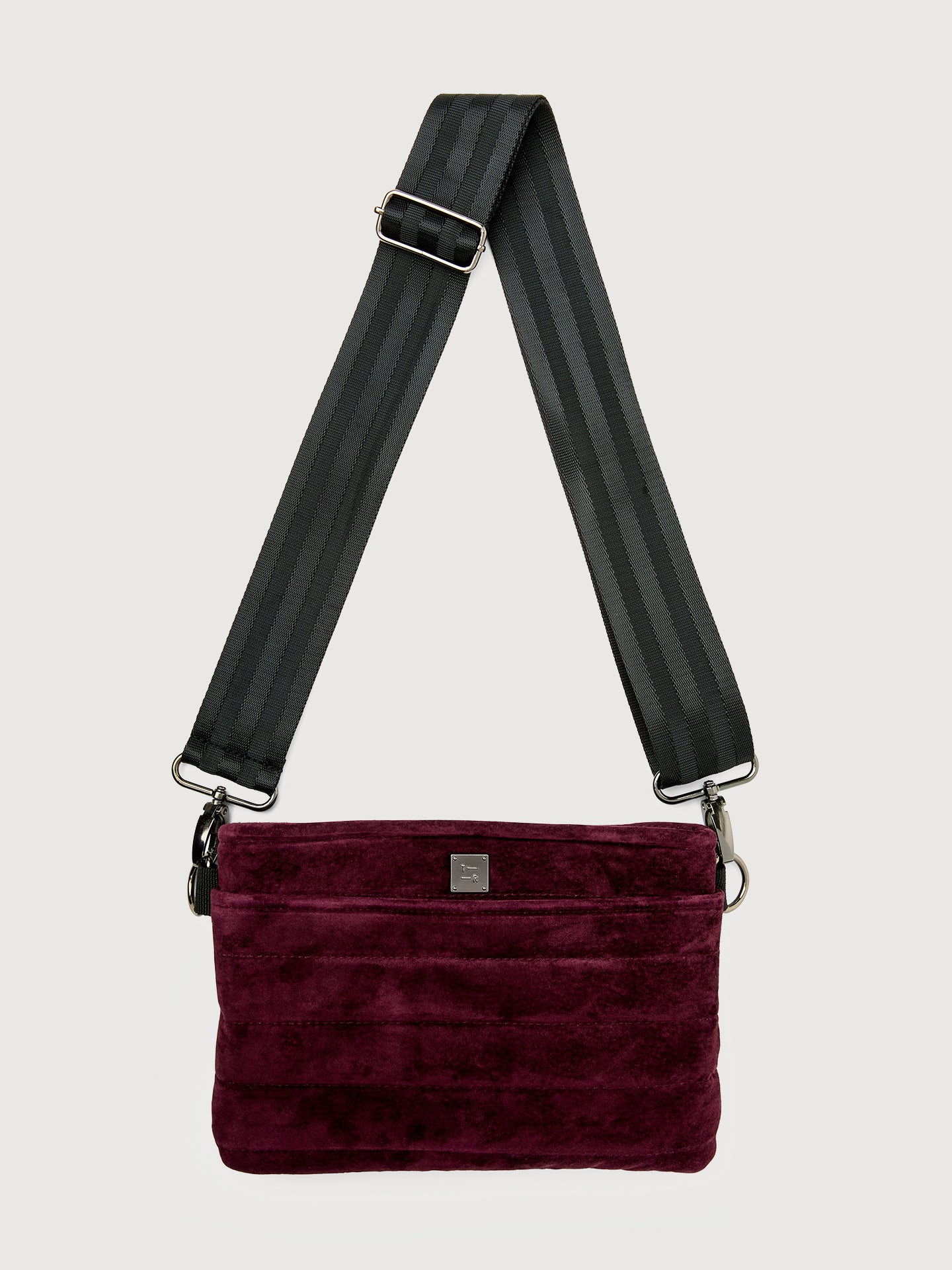 ROYL-10028AS-REDBLK-Bum-Bag-20-Suede-color-Aubergine-Suede-Black-Black-Web4-Editjpg Burgundy suede handbag with a black seat belt strap
