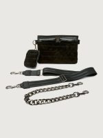 Downtown Crossbody - Black Suede & Pearl Black/Black Web Gunmetal Hardware - Image 6