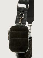 Downtown Crossbody - Black Suede & Pearl Black/Black Web Gunmetal Hardware - Image 4