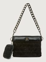 Downtown Crossbody - Black Suede & Pearl Black/Black Web Gunmetal Hardware - Image 2