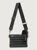 Downtown Crossbody - Black Suede & Pearl Black/Black Web Gunmetal Hardware - Image 5