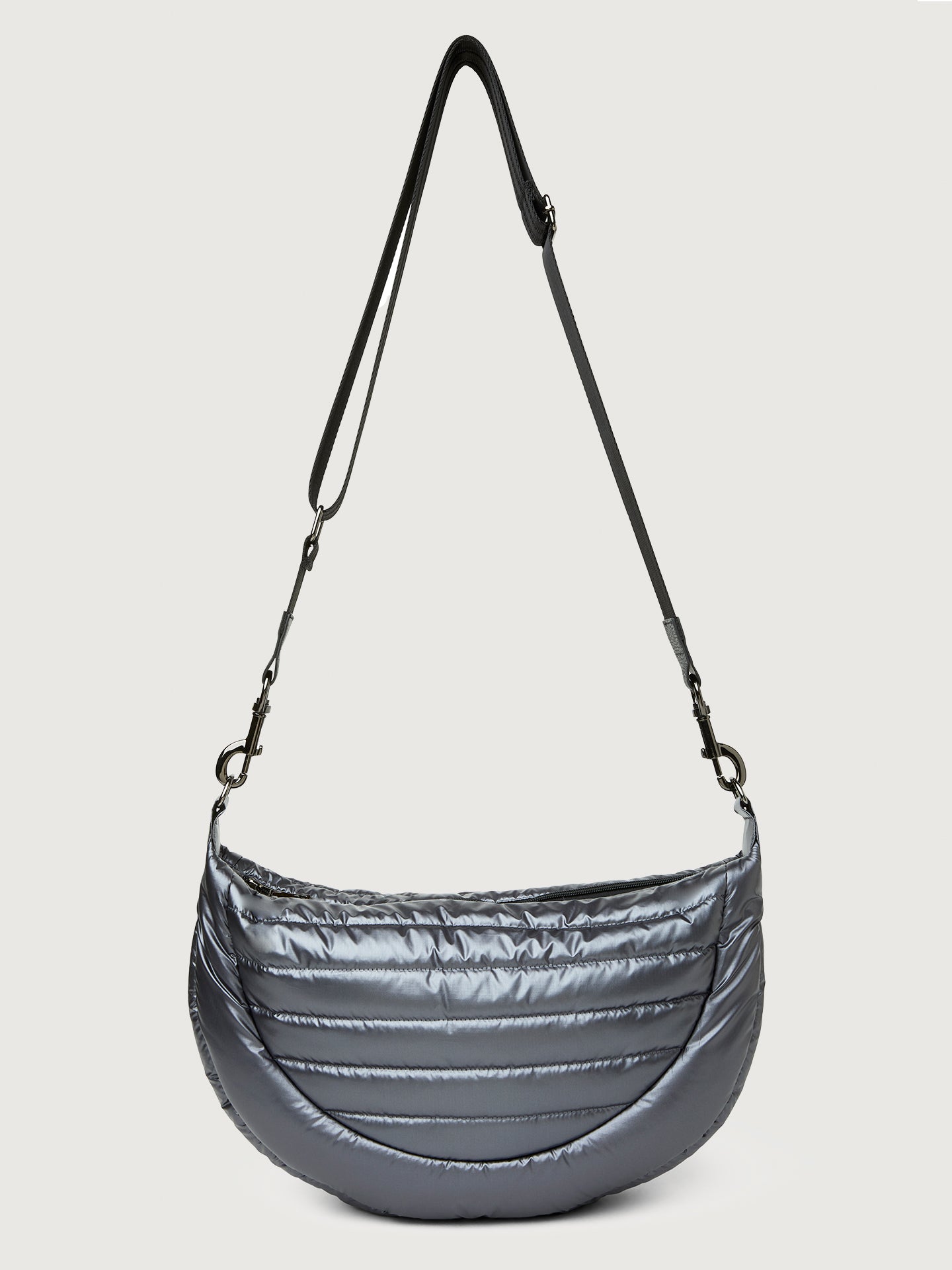 ROYL-FL9230PG-GREYSILV-Elton-Hobo-Crossbody-color-Pearl-Grey-Black-BLack-Web-Gunmetal-Hardware Elton Hobo Crossbody - Pearl Grey/ Black/ Black Web Gunmetal Hardware - Image 1