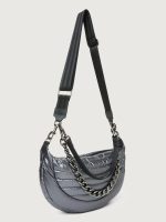 Elton Hobo Crossbody - Pearl Grey/ Black/ Black Web Gunmetal Hardware - Image 3