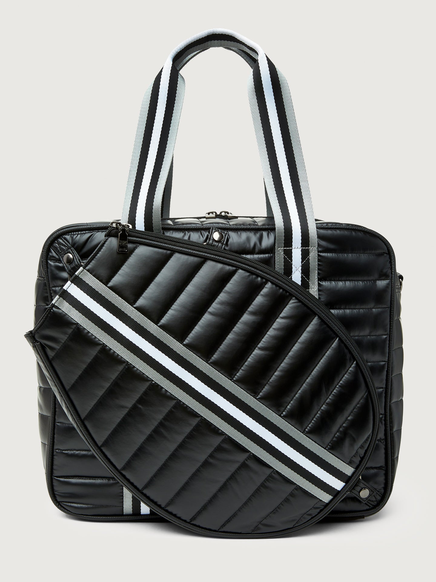 ROYL-SP9478PBN-BLKBLK-You-are-the-Champion-Tennis-Bag-color-Pearl-Black-Pewter-Black-White-Web282828 You are the Champion Tennis Bag - Pearl Black/ Pewter/ Black/ White Web - Image 1