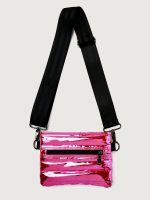 Bum Bag Crossbody - Hot Pink Mirror/ Black/ Black Web - Image 4