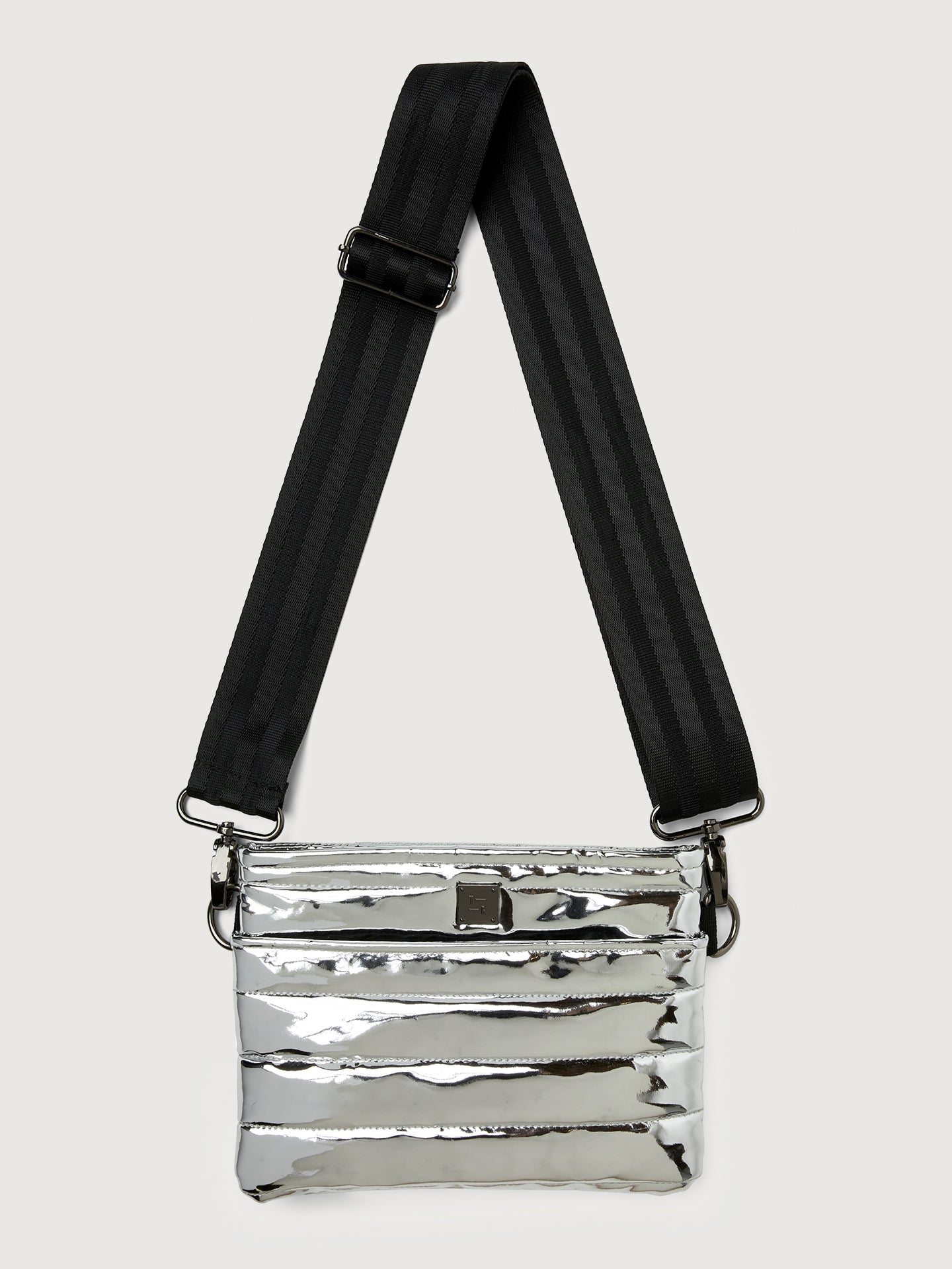 ROYL-TR233SM-MTLCSILV-Bum-Bag-Crossbody-the-Original-color-Silver-Mirror-Black-Black-web_3 Bum Bag/ Crossbody "The Original" - Silver Mirror/ Black/ Black Web - Image 1