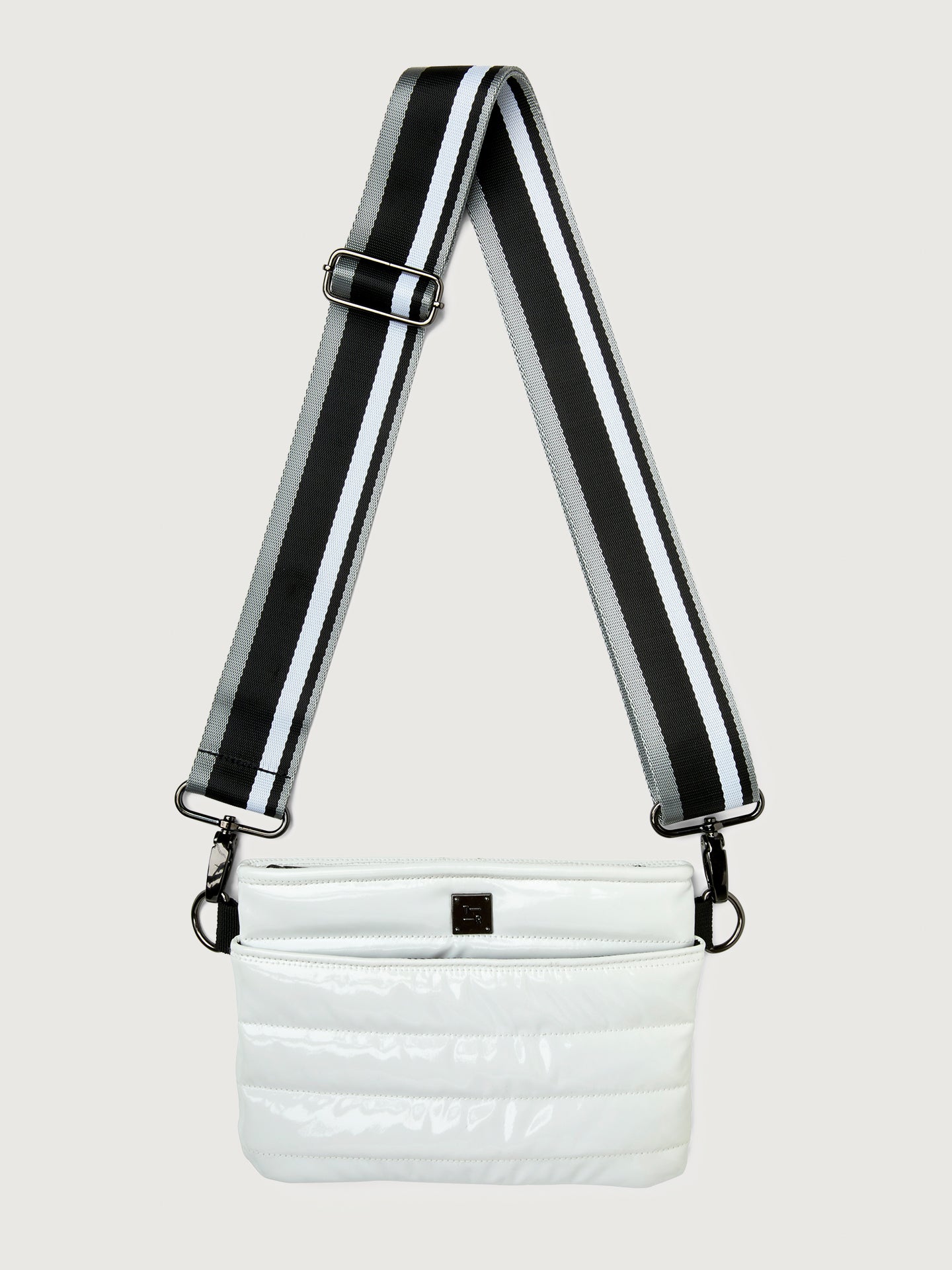 ROYL-TR233WPNW-WHTWHI-Bum-Bag-Crossbody-the-Original-color-White-Patent-Pewter-Black-White-Web_2 Bum Bag/ Crossbody "The Original" - White Patent/ Pewter/ Black/ White Web - Image 1