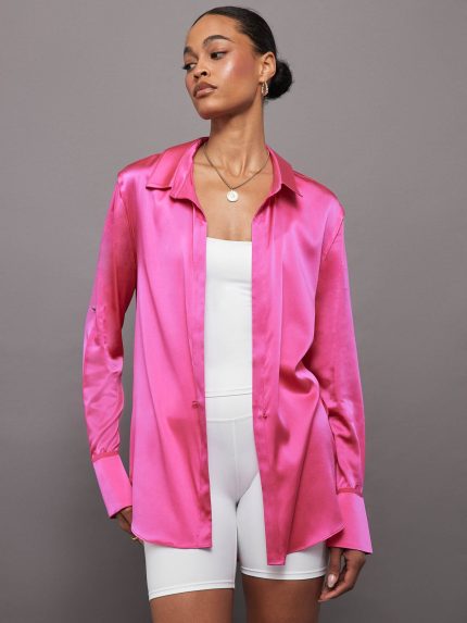RAINES SILK SHIRT - FUCHSIA