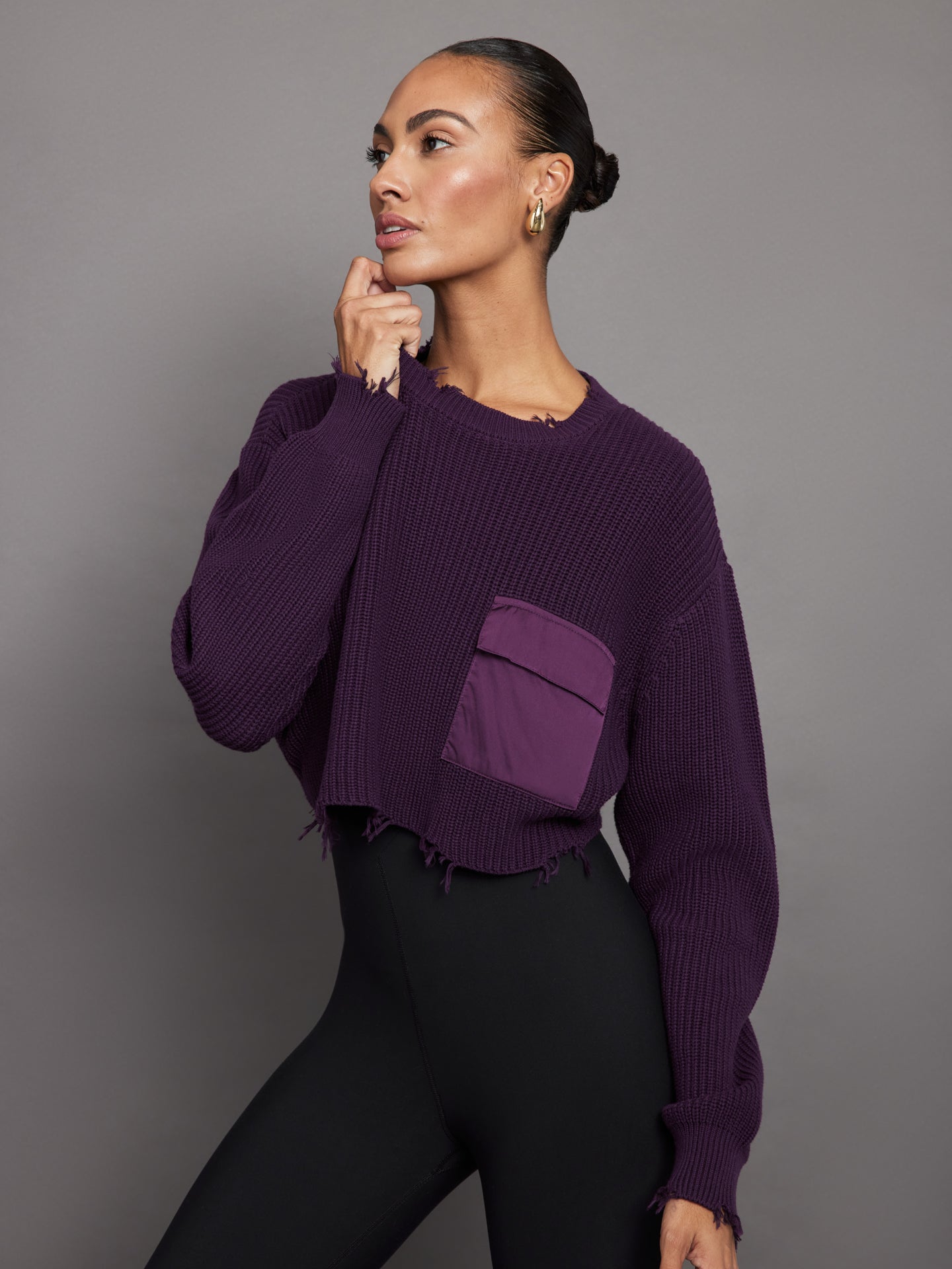 SERO-3569-12-PRPLPURDRK-Cropped-Devin-Sweater-color-Eggplant_14211 Cropped Devin Sweater - Eggplant - Image 1