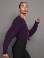 Cropped Devin Sweater - Eggplant - Image 4