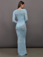 Lilith Crochet Maxi Dress - Sky Blue - Image 3