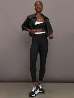 Adi Faux Leather Cropped Jacket - Black - Image 10