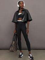 Adi Faux Leather Cropped Jacket - Black - Image 3