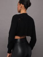 Cropped Devin Sweater - BLACK - Image 5