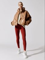 Aina Faux Leather Puffer Jacket - Nougat - Image 4