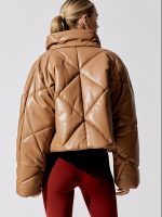Aina Faux Leather Puffer Jacket - Nougat - Image 3