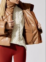 Aina Faux Leather Puffer Jacket - Nougat - Image 5