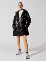 Maxim Faux Leather Puffer Jacket - Black - Image 5