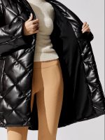 Maxim Faux Leather Puffer Jacket - Black - Image 6