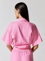Linen Blend Front Tie Shirt - Cotton Candy - Image 4