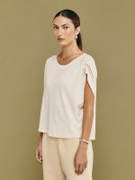 Pleated Shoulder Tee - Pigment Powder