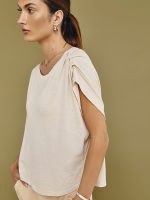 Pleated Shoulder Tee - Pigment Powder - Image 4