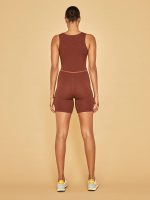 V-Neck Athletic Romper - Rust - Image 10