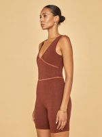 V-Neck Athletic Romper - Rust - Image 7