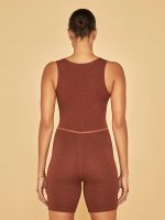 V-Neck Athletic Romper - Rust - Image 6
