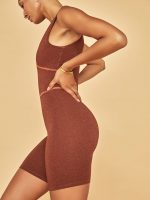 V-Neck Athletic Romper - Rust - Image 3