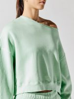 One Shoulder Sweatshirt - Pigment Spring Green - Image 5