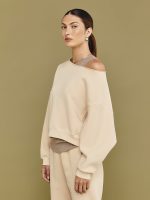 One Shoulder Sweatshirt - Powder - Image 7