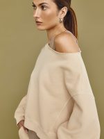 One Shoulder Sweatshirt - Powder - Image 8