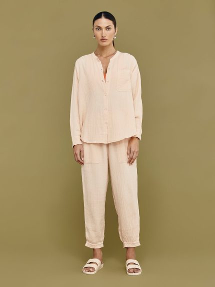 Mandarin Collar Shirt - Blush