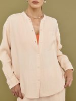 Mandarin Collar Shirt - Blush - Image 5