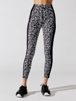 Power High Waist 7/8 Workout Leggings - Black Mini Geo Build Print - Image 3