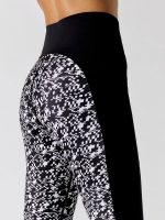 Power High Waist 7/8 Workout Leggings - Black Mini Geo Build Print - Image 5