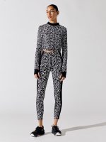 Power Zip Back Workout Long Sleeve Top - Black Mini Geo Build Print - Image 3