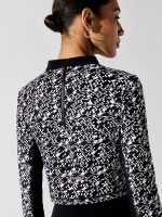Power Zip Back Workout Long Sleeve Top - Black Mini Geo Build Print - Image 7